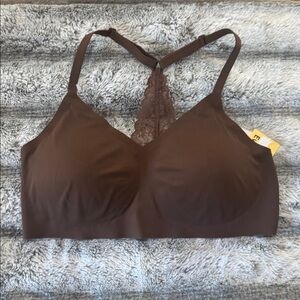 NWT True & Co. Brown Lace-Back Wireless Bra